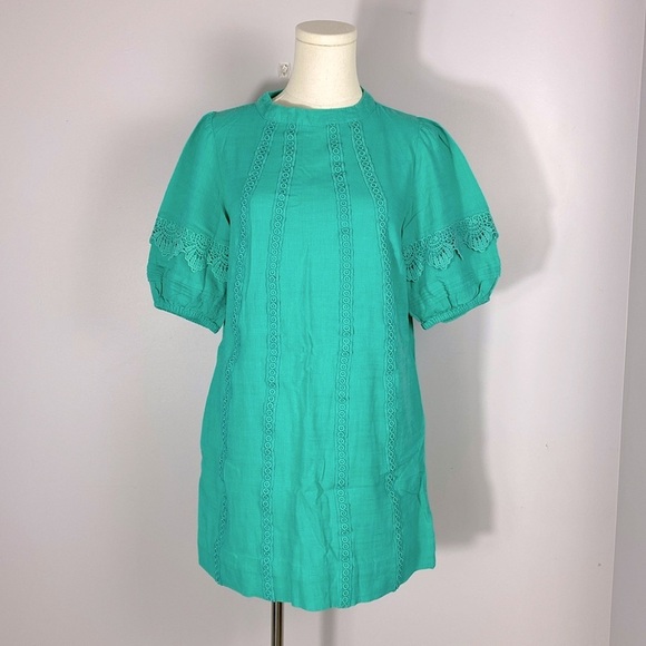 🌸New York & Co Boho Dress Linen Blend with pockets & puff sleeves size small - Picture 1 of 10